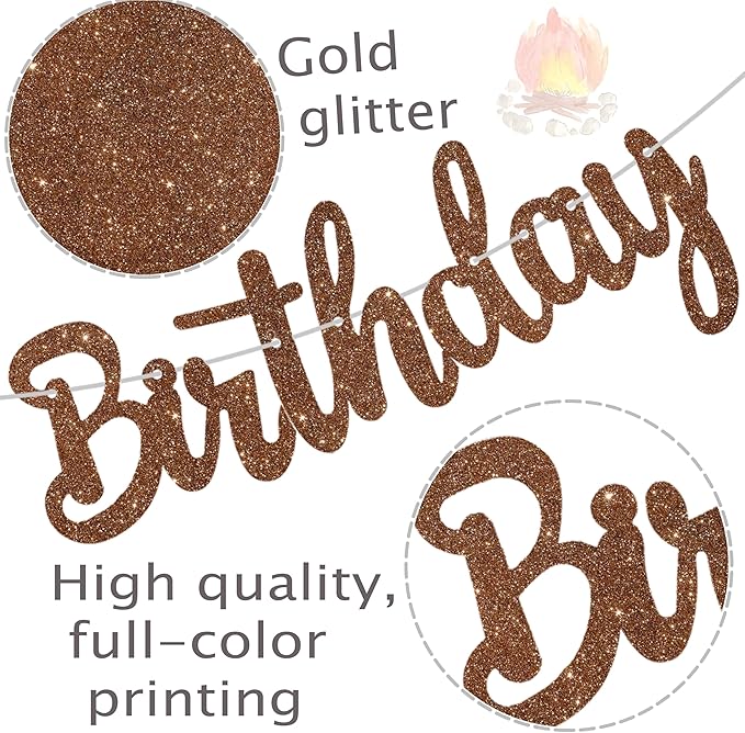 S'more Birthday Party Banners S'more Party Happy Birthday Banners Bonfire Camping Theme Hanging Decoration for Campfire Camper Birthday Party Baby Shower Supplies