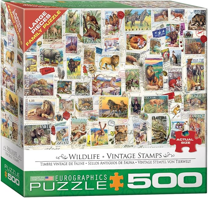 EuroGraphics (EURHR) Wildlife Vintage Stamps 500Piece Puzzle 500Piece Jigsaw Puzzle