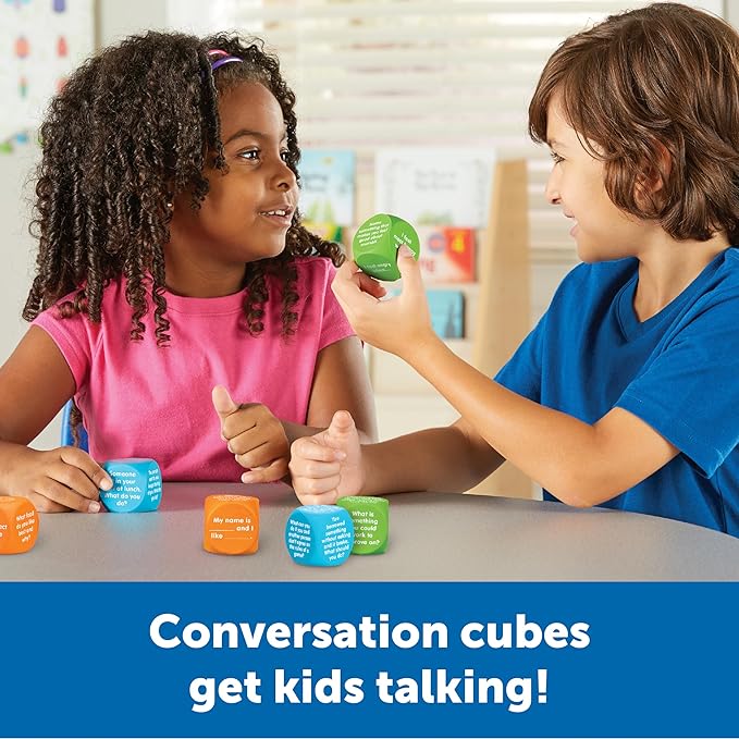 Learning Resources Let's Talk Cubes - Social Emotional Activities, Speech Therapy Materials, Ice Breaker, Occupational Sensory Gifts For Boys And Girls, Classroom Must Haves, Teacher Supplies