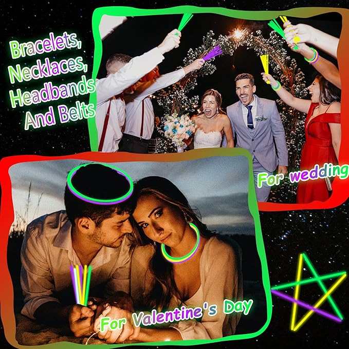 150 pk 8" Green Yellow Purple Glow Sticks Bulk Party Favors, Light up Glow Necklaces & Bracelets in the Dark Party Supplies For Christmas Halloween Birthday Mardi Gras (Green Yellow Purple)