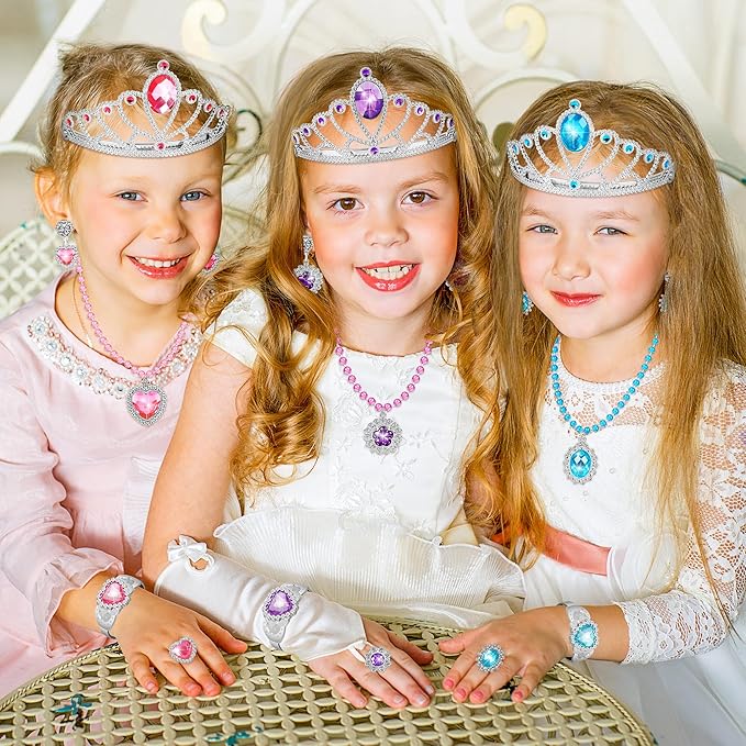 Princess Dress Up Toys & Jewelry Boutique Set for Girls, Costume Play Set with Skirts, Shoes, Crowns & Accessories, Pretend Role Play Gift for Toddler Girls Ages 3 4 5 6, Birthday Party Favors