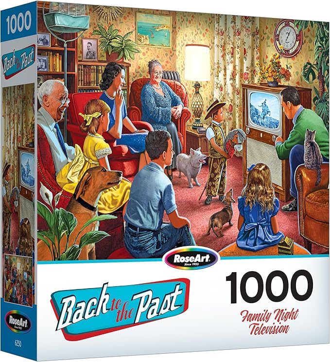 RoseArt - Back to The Past - Family Night Television - 1000 Piece Jigsaw Puzzle for Adults