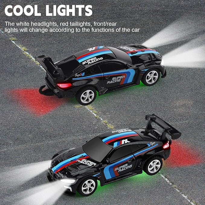 SASBSC Mini RC Toy Cars for Boys Kids Adults, 2.4GHz APP Remote Control Car with Lights and 3 Speed Modes, 1/64 Race Toy Car Rechargeable for Boys Ages 5-7 8-12,Birthday Gifts for Kids