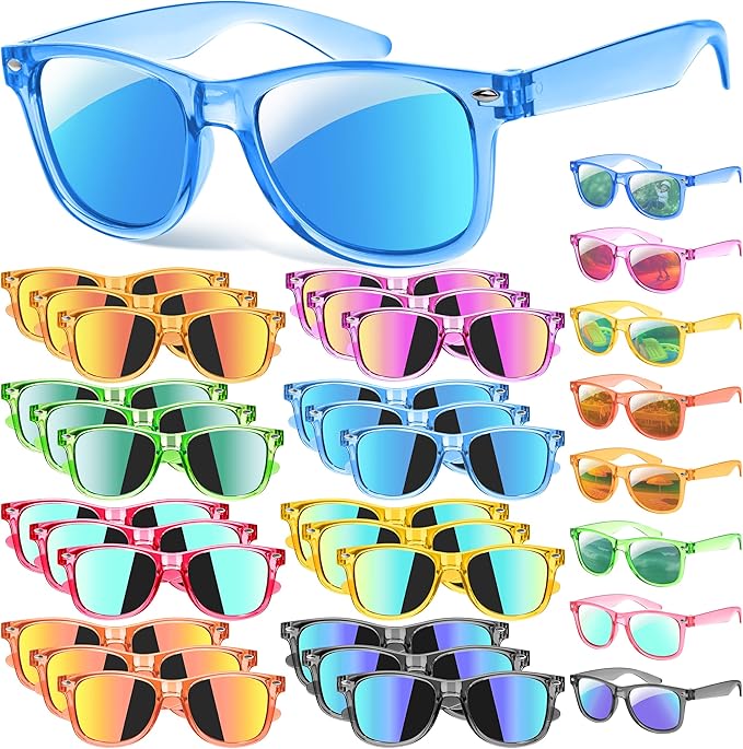 GIFTINBOX 24Pack Kids Sunglasse Bulk for Kids ,Great Gifts Party Favors For Kids 4-8 & 3-5, Translucent Sunglasses with UV400 Protection, Beach Pool Birthday Party Supplies
