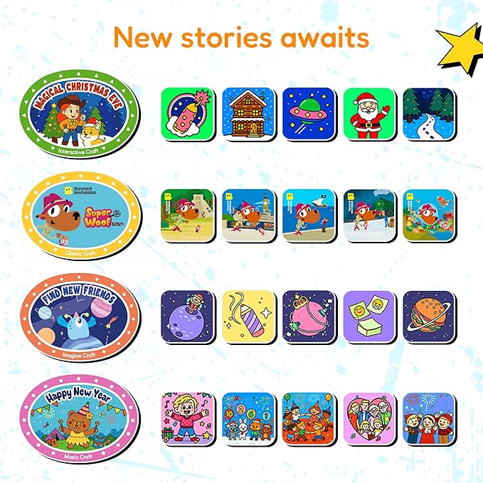 Kids Music Player: Story Machine, Interactive Toy, Voice Recording, Pre-Loaded Stories and Muisic, Screen-Free Storytelling Toys, Bluetooth Speaker, Christmas/Birthday Gift for Children