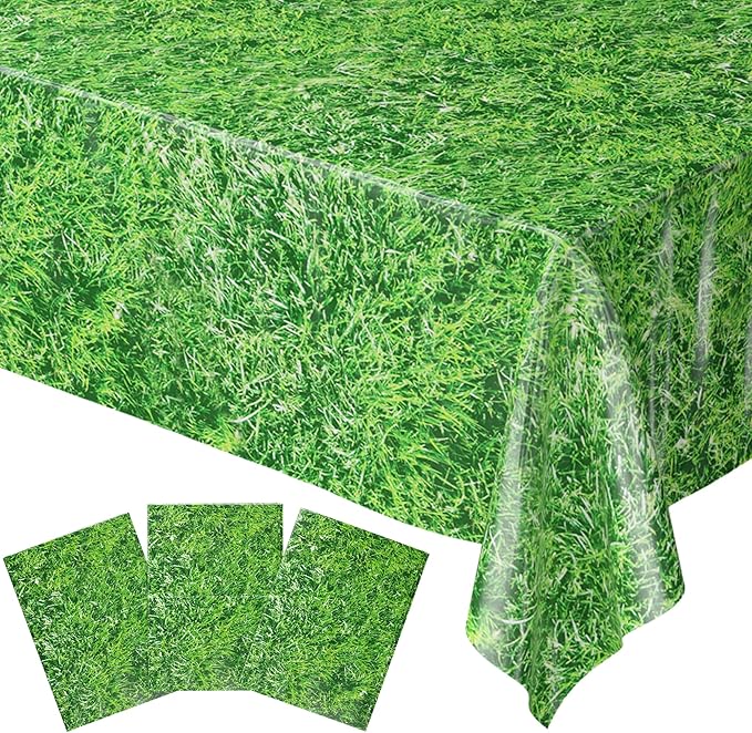 Blue Orchards Grass Table Covers (Pack of 3) - 54"x108" XL - Jungle Party Supplies, Woodland Birthday, Safari Table Covers, Jungle Tablecover, Dinosaur, Grass Tablecloth, Baby Shower