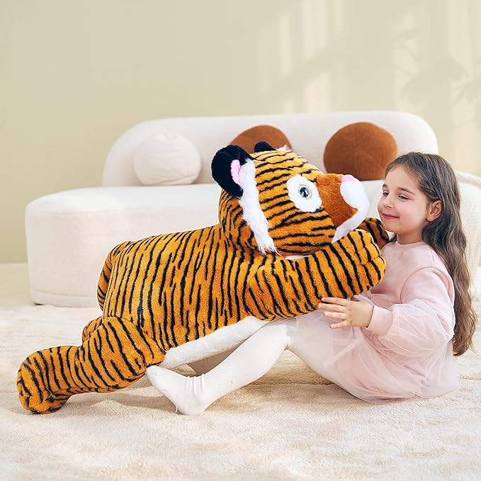 IKASA Giant Tiger Stuffed Animal Plush Toy,Large Cute 30" Jumbo Soft Toys,Huge Big Size Plushy Fluffy Fat Oversized Plushie,Gifts for Kids