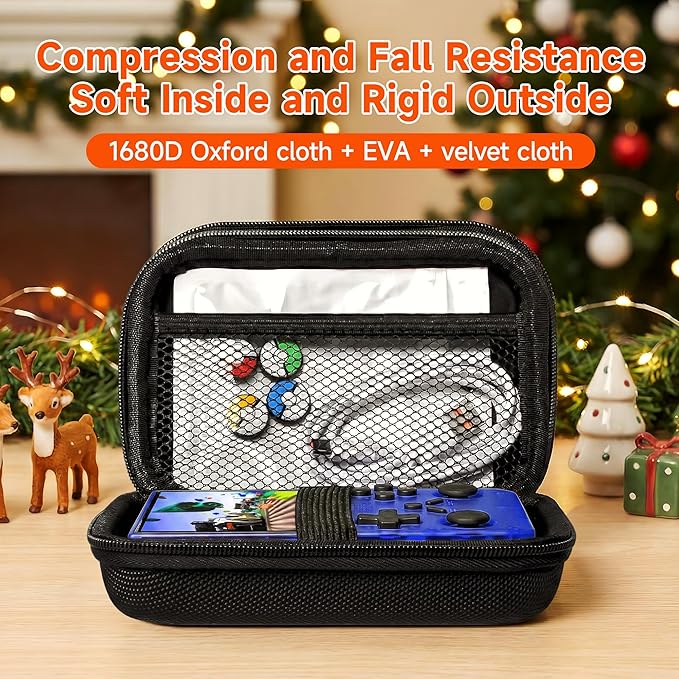 R40 Retro Handheld Game Console with Storage Case - Open Source System,3.5" IPS Screen, 18,000+ Classic Games, 128G TF Card, 3000mAh Battery, Portable Gaming Player for Travel, Blue