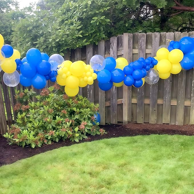 Navy Blue Yellow White Balloons, 12 Inch Navy Yellow Party Dark Yellow Latex Balloons Set for Boys Men Birthday Wedding Baby Shower Graduation Anniversary Decorations Is-02