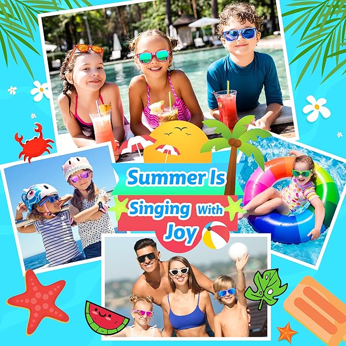 GIFTINBOX 16 Pack Kids Sunglasses, Great Gifts Party Favors For Kids 3-8, Translucent Sunglasses with UV400 Protection, Beach Pool Birthday Party Supplies