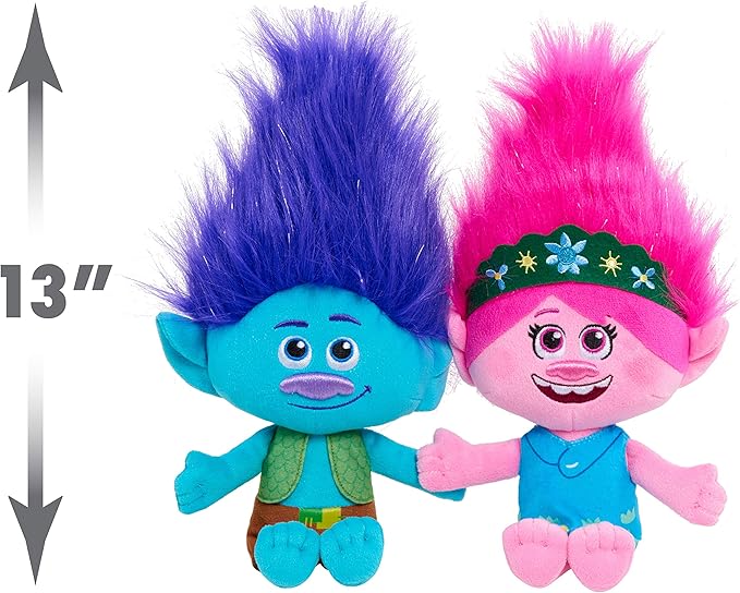 Trolls 13-inch World Tour Poppy & Branch Friendship Plush 2-Pack Stuffed Animals, Kids Toys for Ages 3 Up, Amazon Exclusive by Just Play