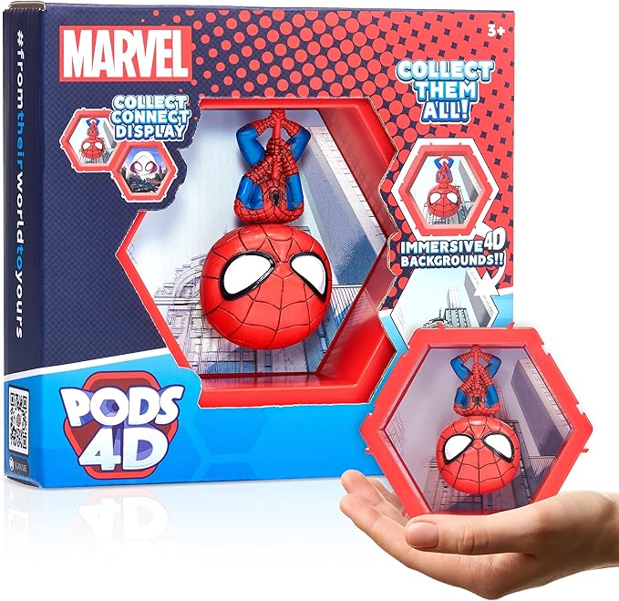 Wow! PODS 4D Marvel Spiderman - Unique Connectable & Collectable Bobblehead Figure, Wall/Shelf Display, Spiderman Figure, Spider Man Toys, Spider-Man Action Figures, Marvel Toys/Gift