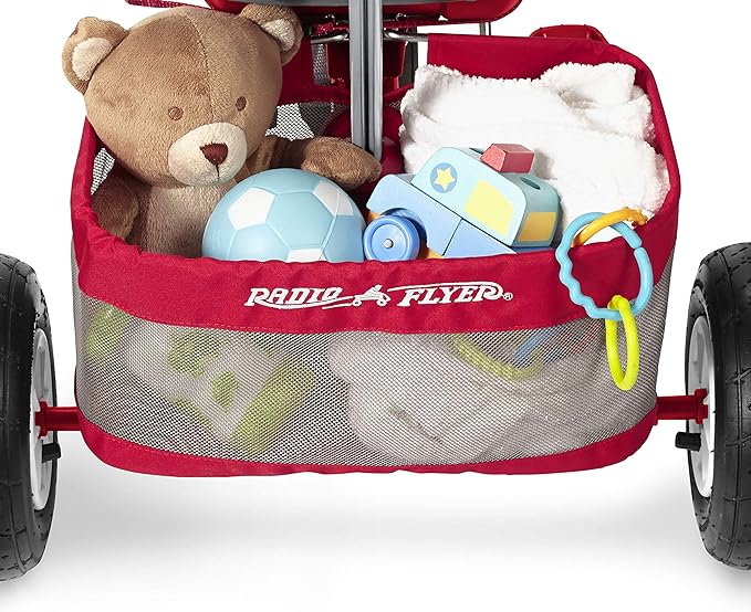 Radio Flyer Ultimate All-Terrain Stroll ’N Trike, Ages 1-5, Convertible 4-in-1 Tricycle, All-Terrain Tires, Parent Push Handle, UV Canopy, Accessories, Safety Harness, Stroller Tricycle for Toddlers