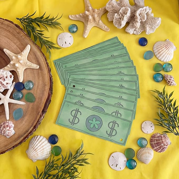 Preboun 24 Pcs Sponge Cartoon Themed Party Decorations 3.94 Inches Green Dollar Bills Hanging Swirls Cartoon Ocean Theme Hanging Decor Under the Sea Decoration for Baby Shower Birthday Supplies