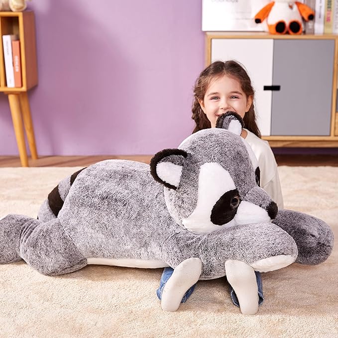 IKASA Giant Raccoon Stuffed Animal Plush Toy,Large Racoon 30" Cute Jumbo Soft Toys,Huge Big Size Plushy Fluffy Fat Oversized Plushie,Gifts for Kids