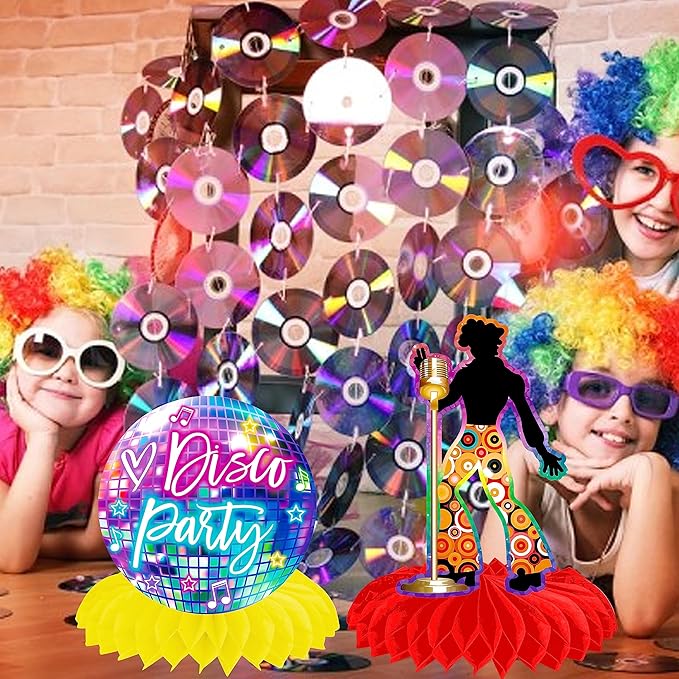 10Pcs 70s Disco Honeycomb Centerpieces Disco Fever Party Decorations Dancing Queen Party Table Centerpieces 70s Party Supplies 1970s Disco Party Centerpieces for Table