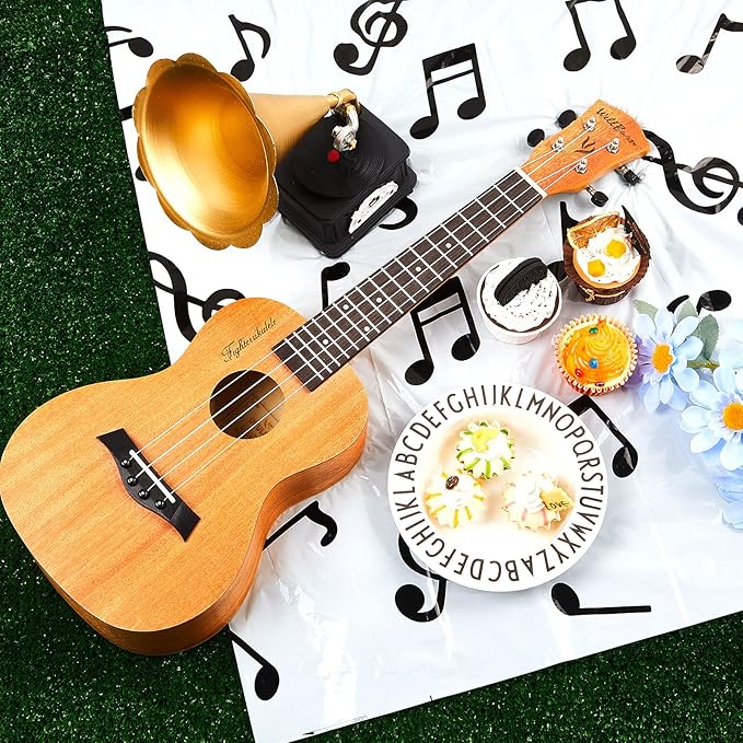 108 x 54 Inch Musical Notes Tablecover Musical Plastic Tablecloth Disposable Table Cover Notes Theme Birthday Party Decoration Supplies(3 Pieces)