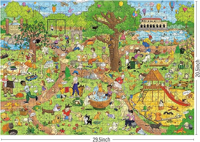 Antelope 2 in 1 1000 Piece Puzzle Bundle - Catndyland - 1000 Piece Jigsaw Puzzle with Dog Park