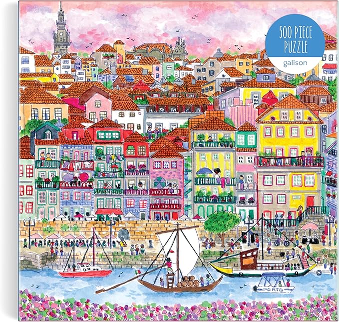 Galison Colors of Porto – 500 Piece Michael Storrings Jigsaw Puzzle Featuring Beautiful Artwork of A Summer Portugal Scene