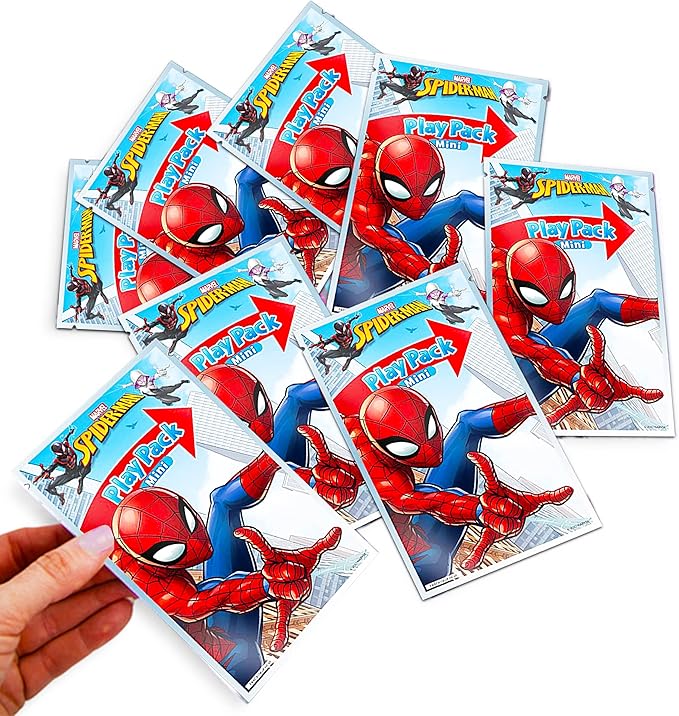 Marvel Spiderman Birthday Party Favors for Kids Boys - Bundle of 24 Spider-Man Activity Packs with Mini Coloring Book, Crayons, Loot Bags | Superhero Coloring Pages, Stickers, More
