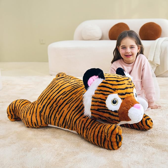 IKASA Giant Tiger Stuffed Animal Plush Toy,Large Cute 30" Jumbo Soft Toys,Huge Big Size Plushy Fluffy Fat Oversized Plushie,Gifts for Kids