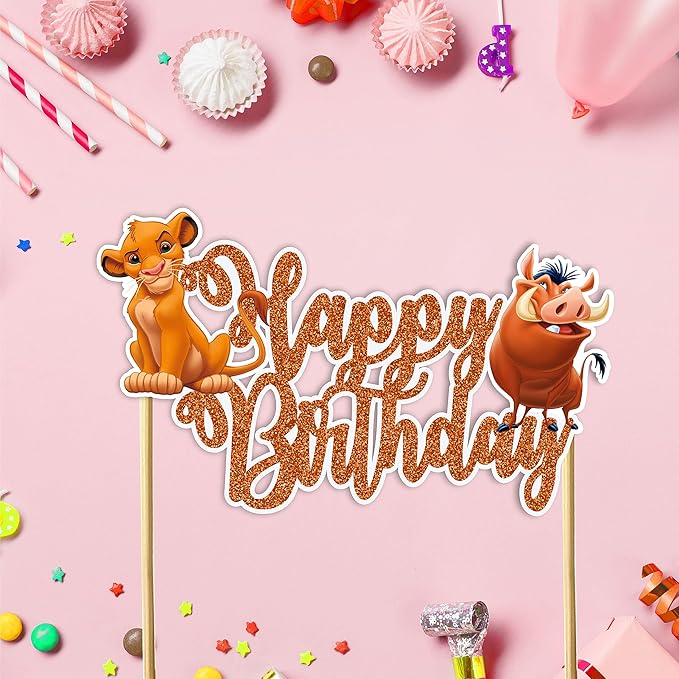 The Lion Kng Happy Birthday Cake Topper – Jungle Safari Theme Birthday Decoration – Fun and Colorful Cake Accessory for Adults – Perfect Party Supplies for Boys and Girls The Lion Kng Birthday Party