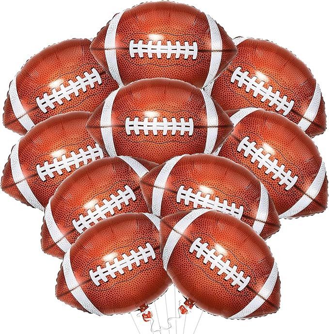 KatchOn, Huge Pack of 10 Foil Football Balloons - 18 Inch | Football Party Decorations | Touchdown Balloons for First Down Football Birthday Party Decorations and Football Themed Party Decorations