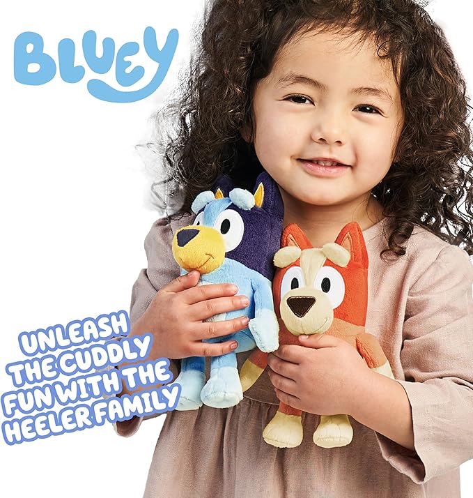 Bluey Heeler Family Stuffed Animal Set of 4, 7-8”, Soft, Bingo, Bandit, and Chilli Plush Figure Toys, Cuddly Plush Toys for Kids Ages 3+
