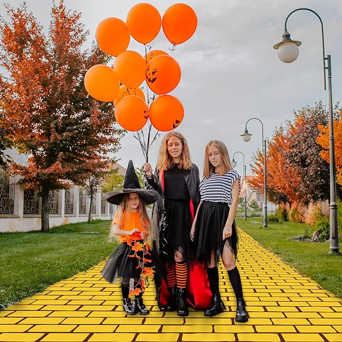 Kochorie 100 Ft x 54 Inch Yellow Brick Road Tablecloth Roll with Cutter Box Disposable Large Stone Brick Floor Runner Wall Backdrops Tablecover for Halloween Medieval Princess Wizard Party Decorations