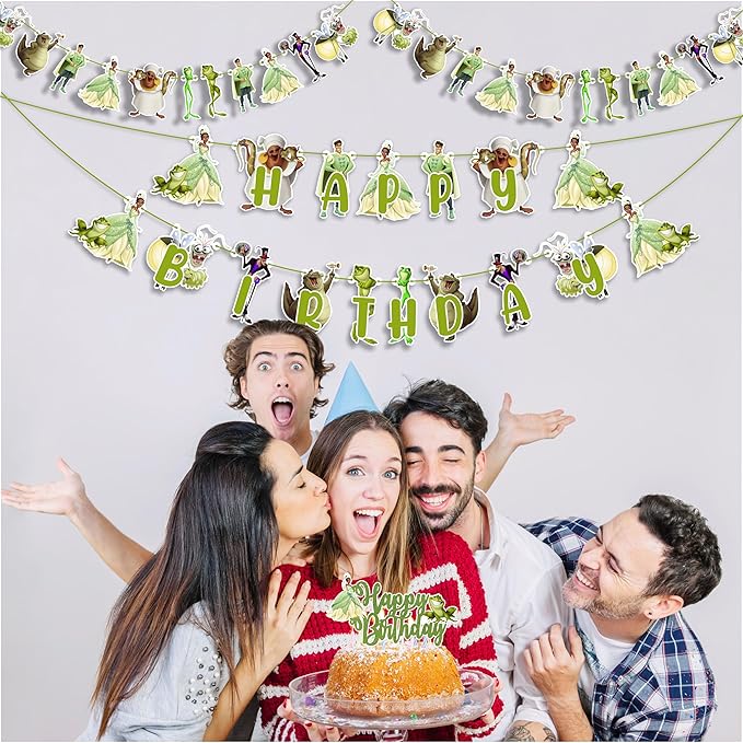 "The Princss and the Frog Theme Birthday Party Supplies – Cartoon Inspired Decorations for Girls – Happy Birthday Banner, Cake Topper, Garland, Cupcake Toppers – Magical Princss Theme Party Décor "