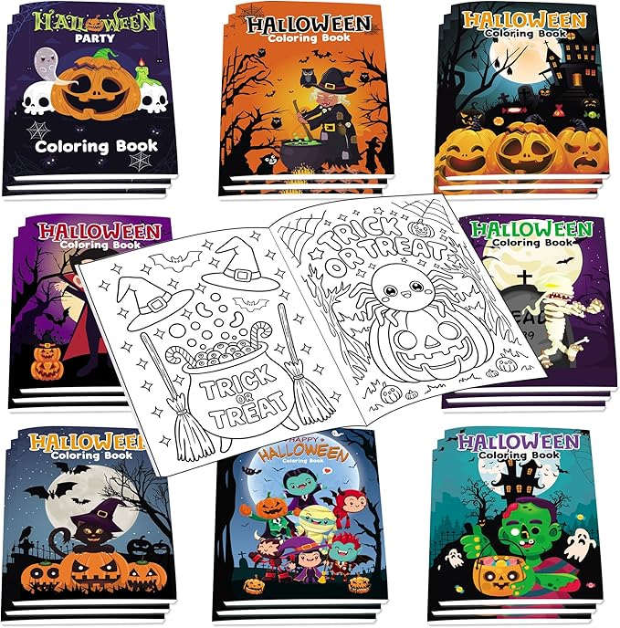 Lyosehy 24PCS Coloring Books Halloween Theme Party Favors Halloween Coloring Books Bulk Halloween Theme for Kids Home School Activity
