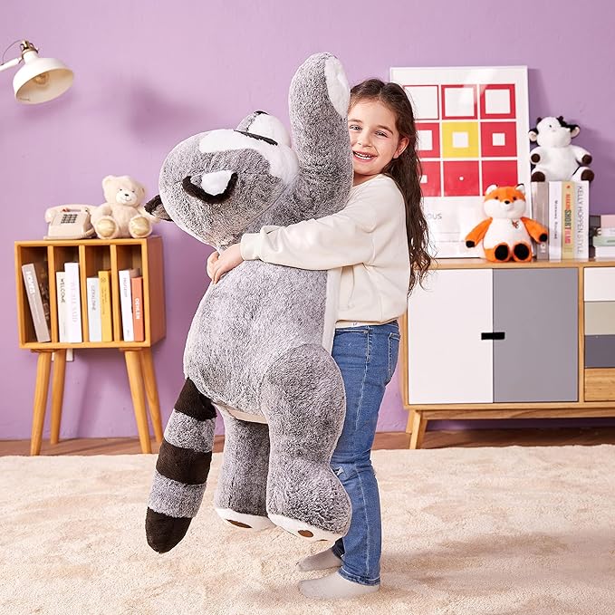 IKASA Giant Raccoon Stuffed Animal Plush Toy,Large Racoon 30" Cute Jumbo Soft Toys,Huge Big Size Plushy Fluffy Fat Oversized Plushie,Gifts for Kids
