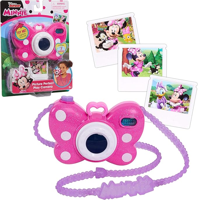 Disney Junior Minnie Mouse Picture Perfect Pretend Play Camera, Lights, Realistic Sounds, Easter Basket Fillers, Gifts, Presents, Officially Licensed Kids Toys for Ages 3 Up by Just Play