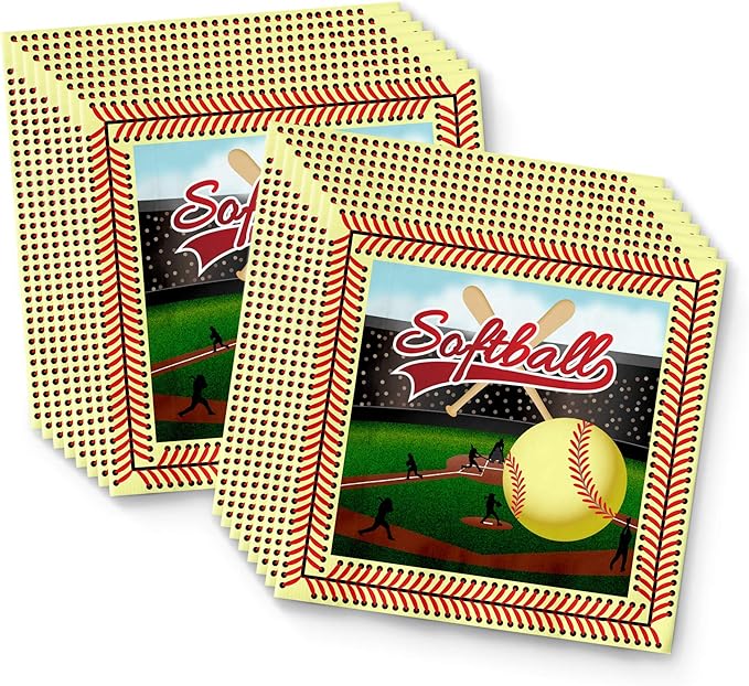 Softball Star Birthday Party Supplies - Softball Party Decorations - Softball Party Supplies - Girls Softball Birthday - Tableware Set Includes Plates Napkins Cups - Kit for 16