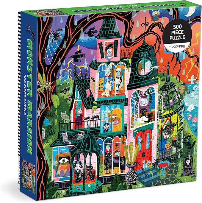 Mudpuppy Monster Mansion – 500 Piece Family Jigsaw Puzzle Featuring Bold and Spooky Illustrations of A Haunted Mansion Filled with Goblins Ghouls and Monsters (Amazon Exclusive)