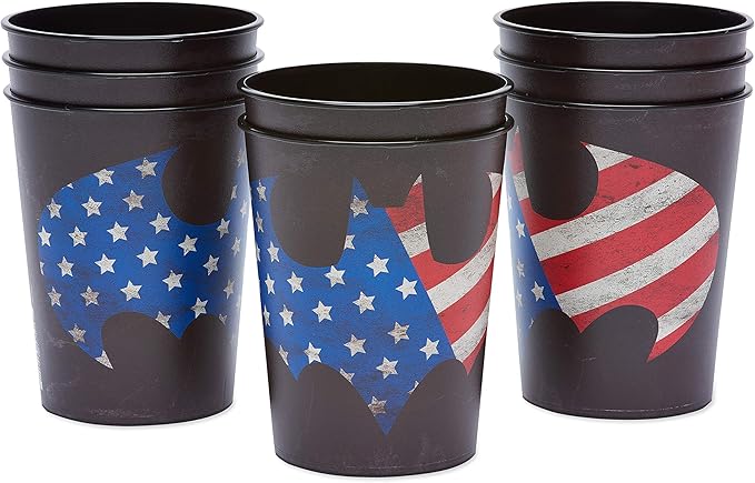 American Greetings Patriotic Batman Party Supplies, Plastic Stadium Cups (8-Count)