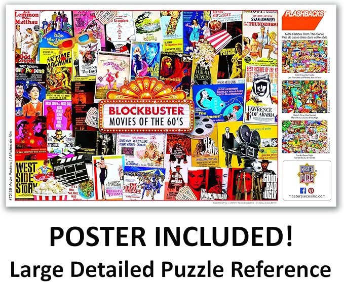 MasterPieces - 1000 Piece Jigsaw Puzzle, Movie Posters, Fun for Adults, Family, Kids, Non-Glare Finish, 19.25" x 26.75"