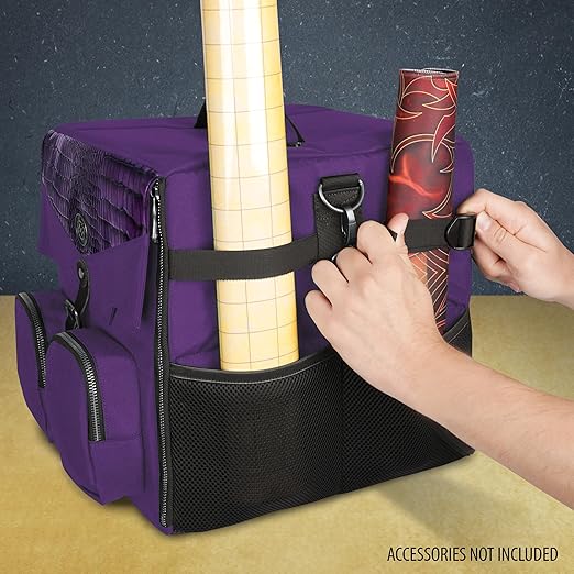 ENHANCE Board Game Shoulder Bag - Collector's Edition Board Game Storage with Shoulder Strap and Accessories Pockets for Dice, Cards, More - Reinforced Carrier Protects Tabletop Games (Dragon Purple)