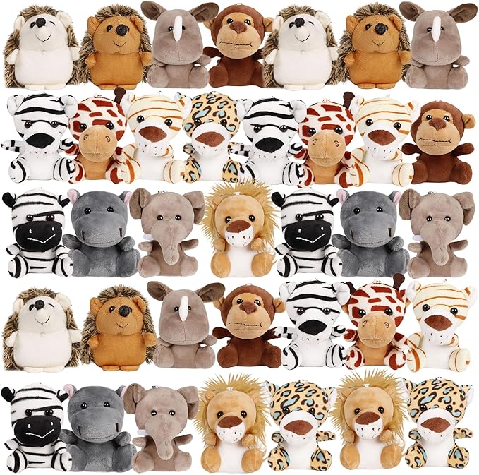 Small Stuffed Animals Bulk, 36 Pieces Cute Plushies, 4.5 Inch Mini Forest Animal Plush Toys, Party Favors, Stocking Stuffers for Kids, Valentine's Day Gifts for Kids Classroom