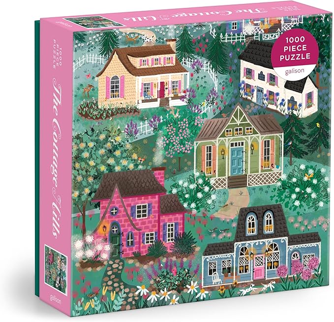 Galison The Cottage Hills – 1000 Piece Joy Laforme Jigsaw Puzzle Featuring Beautiful Artwork of Cottages in A Fairytale Neighborhood