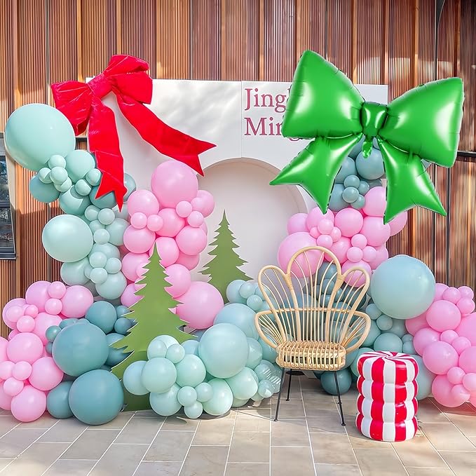 4Pcs Green Bow Balloons 38Inch/Witch Theme Party Spring Easter, St. Patrick's Day,Wedding, Picnic, Goose Baby Shower, Christma Grin*ch Festive Holiday, Emerald Green Foil Bow Balloons(Christmas Green)