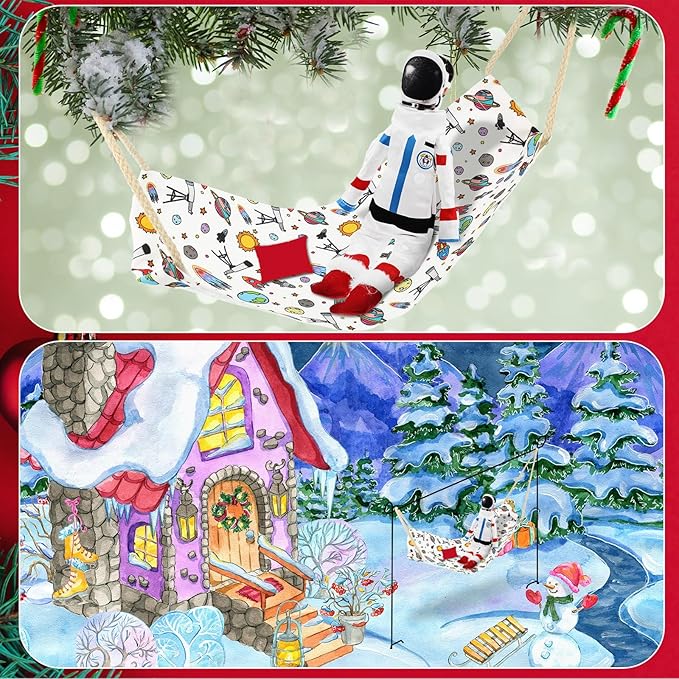 Kacctyen Astronaut Themed Christmas Doll Accessories - 19 Pcs Include Sleeping Bag, Hat, Suit, Scarf, Glasses, Pillow, Eye Mask, Shoes, Mask, Hammock