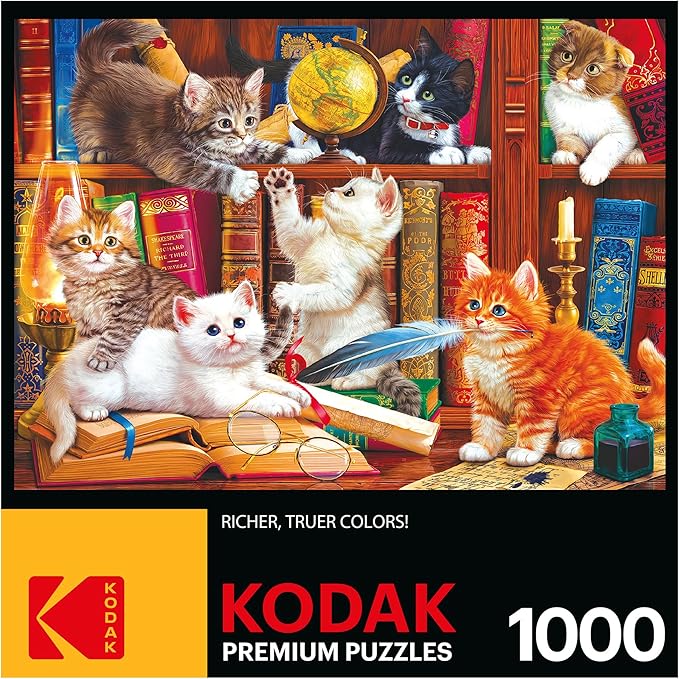 RoseArt - Kodak Premium - Library Mischief - 1000 Piece Jigsaw Puzzle for Adults