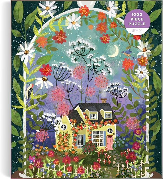 Galison Bloomarium – 1000 Piece Joy Laforme Jigsaw Puzzle Featuring Beautiful Artwork of A Cozy Cottage Encased in A Blooming Terrarium