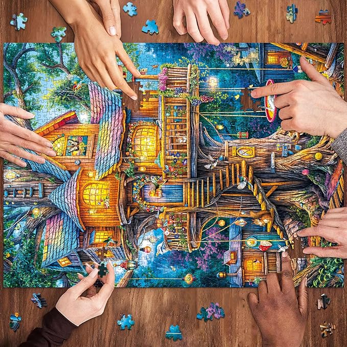 Jigsaw Puzzles for Adults 1000 Pieces, Interlock Perfectly Letter on Back No Dust, Home Decor Birthday Party Gift Toy for Men Women Elders Seniors, 1:1 Poster-Elf Tree