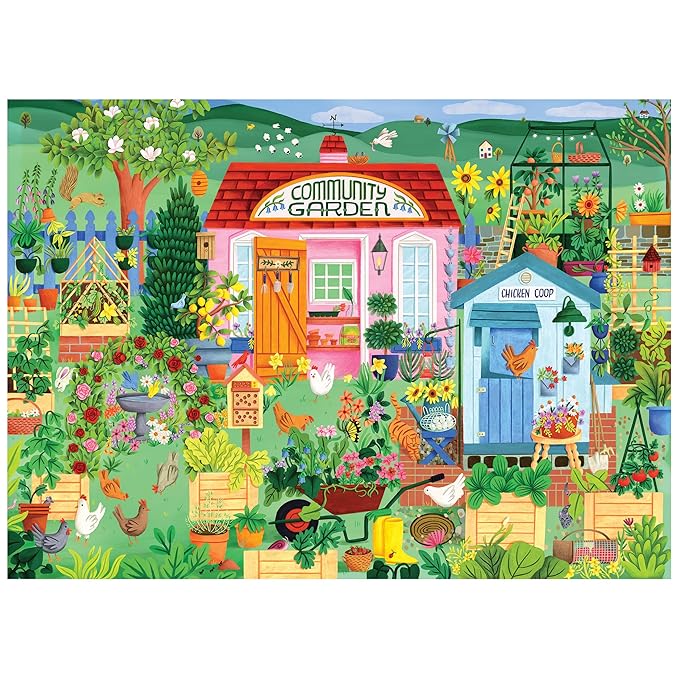 RoseArt - Hobby Haven - Community Garden - 1000 Piece Jigsaw Puzzle, Vibrant Garden Puzzle for Adults