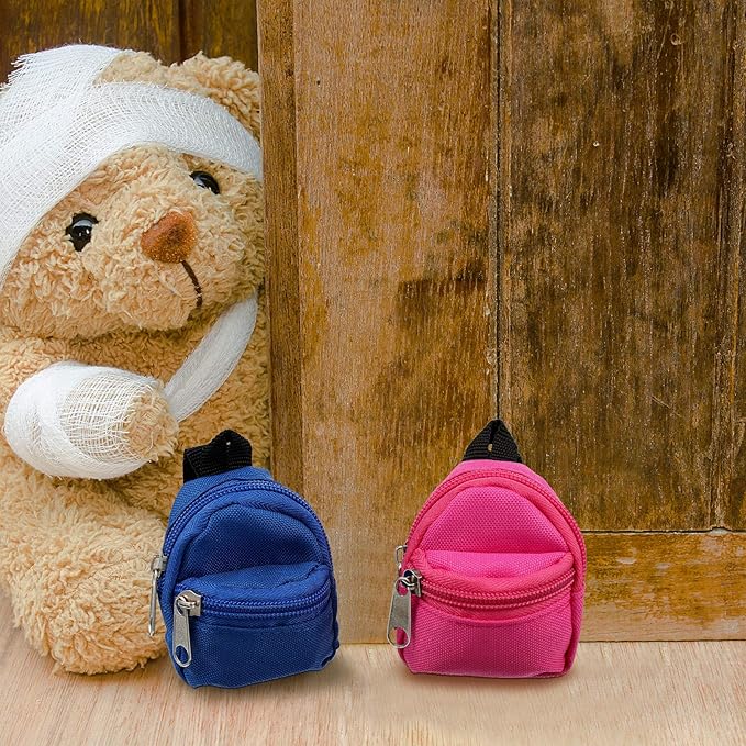 Skylety 10 Pcs Doll Backpacks Mini Doll Zipper Backpacks Girl Cute Dollhouse Accessory for Daily Supplies