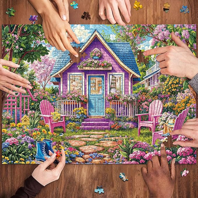 Jigsaw Puzzles for Adults 1000 Pieces, Interlock Perfectly Letter on Back No Dust, Home Decor Birthday Party Gift Toy for Men Women Elders Seniors, 1:1 Poster-Pink Flower Room