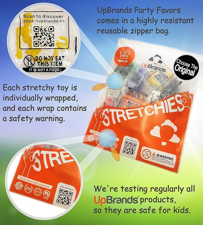 UpBrands 120 Halloween Stretchy Skeleton Toys – Safe Bulk Party Favors for Kids, Spooky Mini Skeleton Decorations, Trick-or-Treat Giveaways, Party Bag Fillers and Classroom Incentives