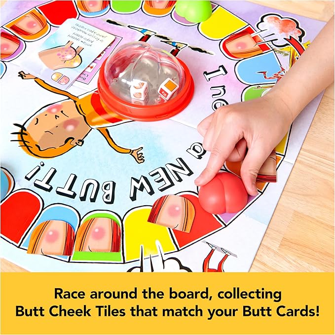 Spin Master Games, I Need a New Butt, Kids Board Game Based on The Book with Popper & Cheek Tiles, Fun for Family Game Night, 2-4 Players, for Ages 5 & Up